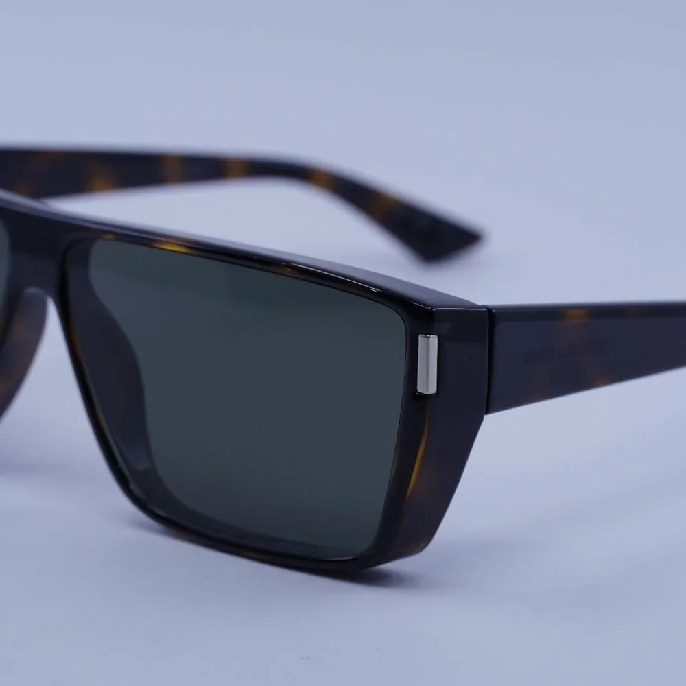 Saint Laurent SL 757 002 Sunglasses Havana Square Frame, Grey Lenses